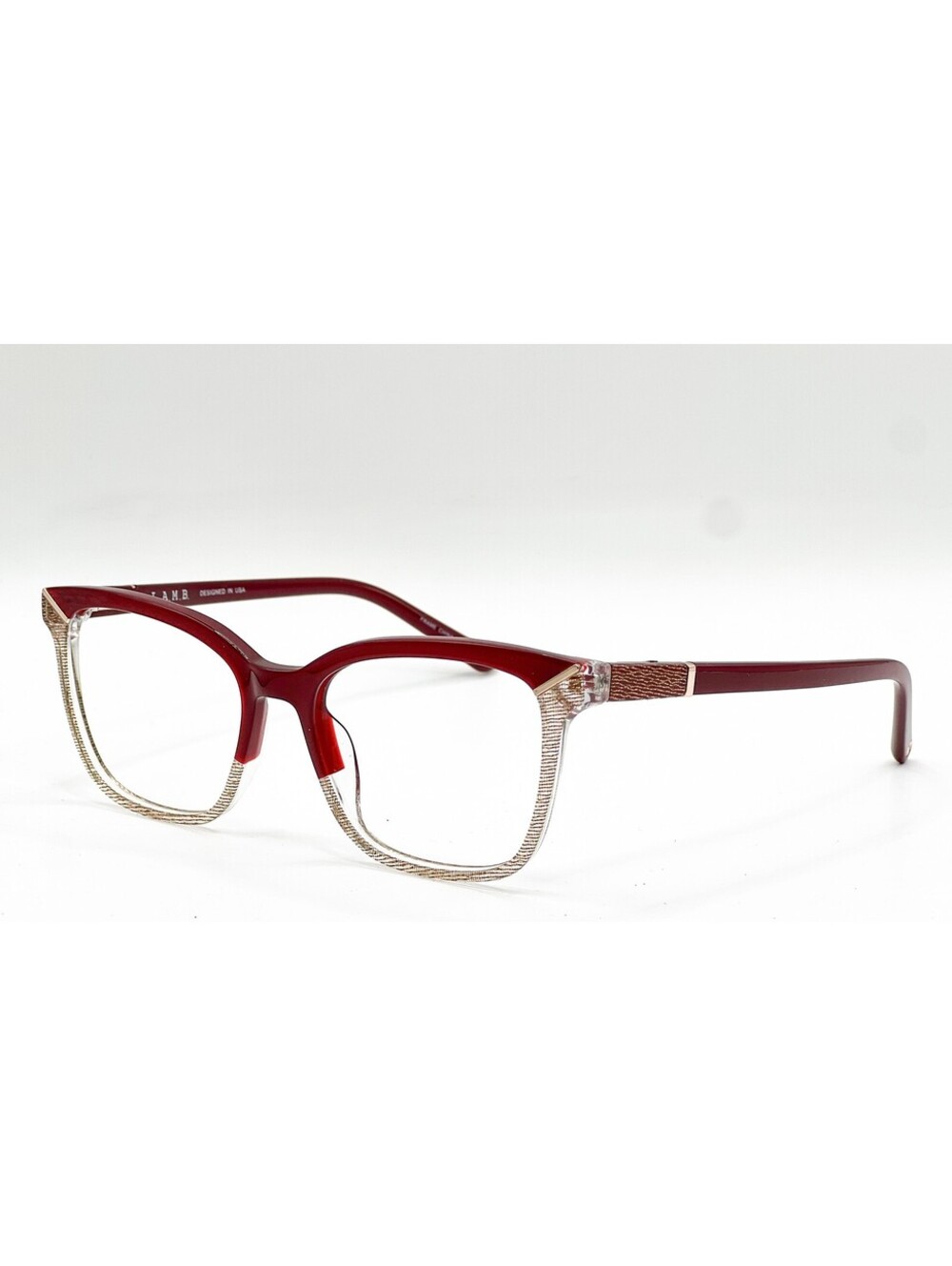 L.A.M.B La084 Bur Burgundy Rose Gold Authentic Eyeglasses 53-17-140